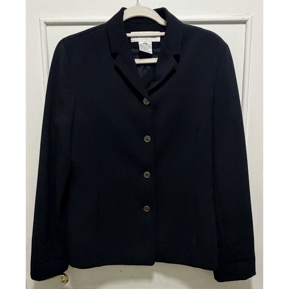Rena Rowan Tailored Blazer Jacket Women's Sz 8 Black Button Front Office Career
